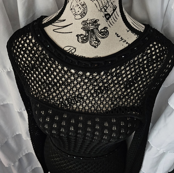 NWOT Venus Crochet Knit Lightly Nude Lined Bodycon Dress - Picture 5 of 14